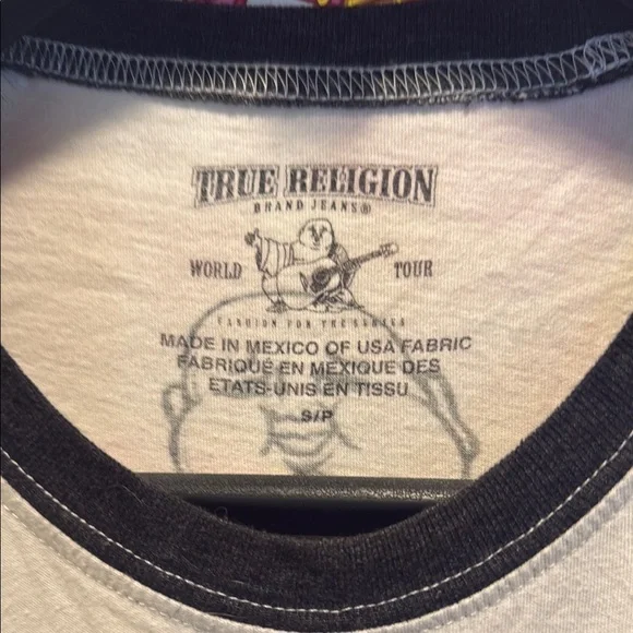 True Religion Black and White Short Sleeve Tee with Bold Graphic Design - Picture 2 of 3